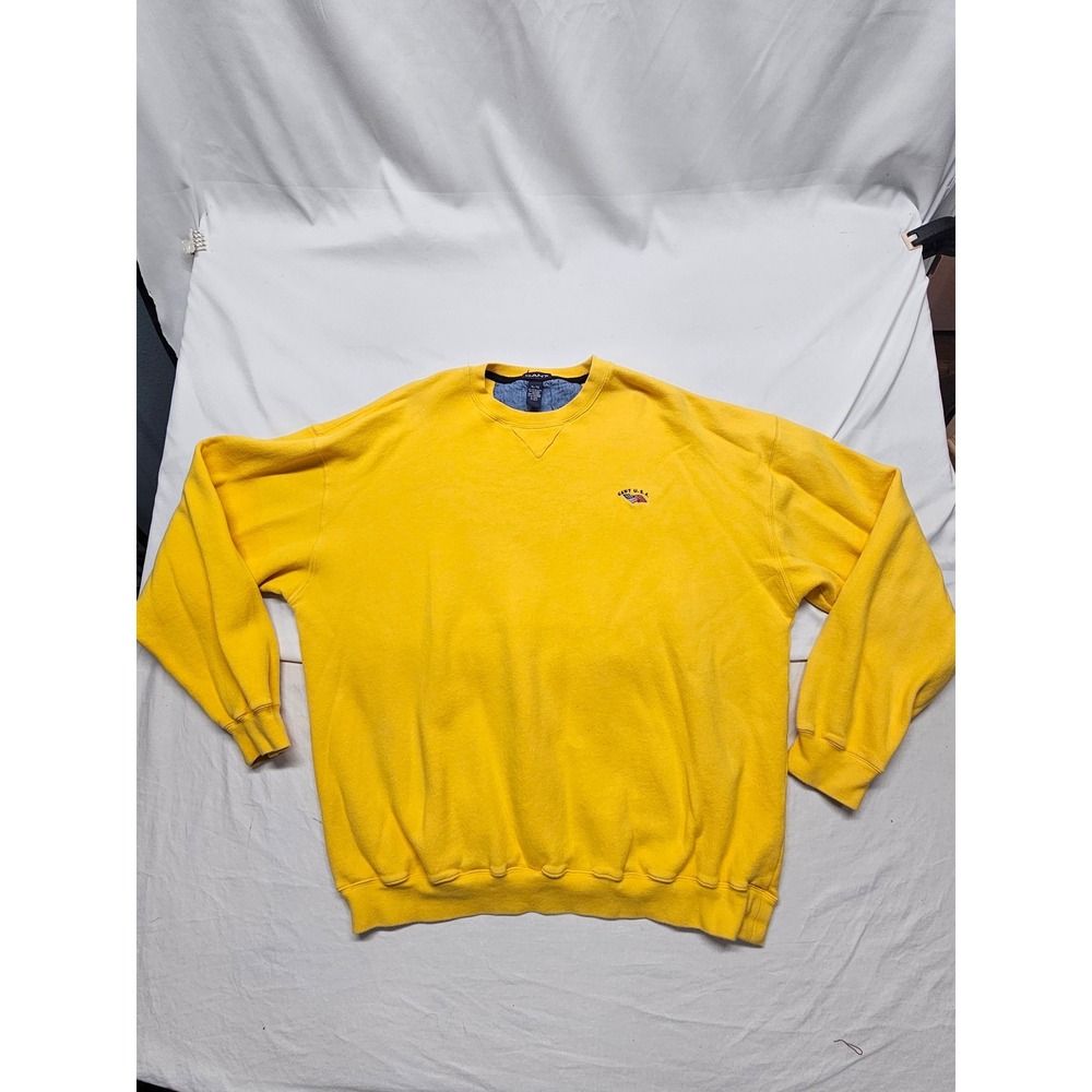 Gant USA Vintage Yellow Crewneck Sweatshirt Mens XL Embroidered Flag Logo Cotton